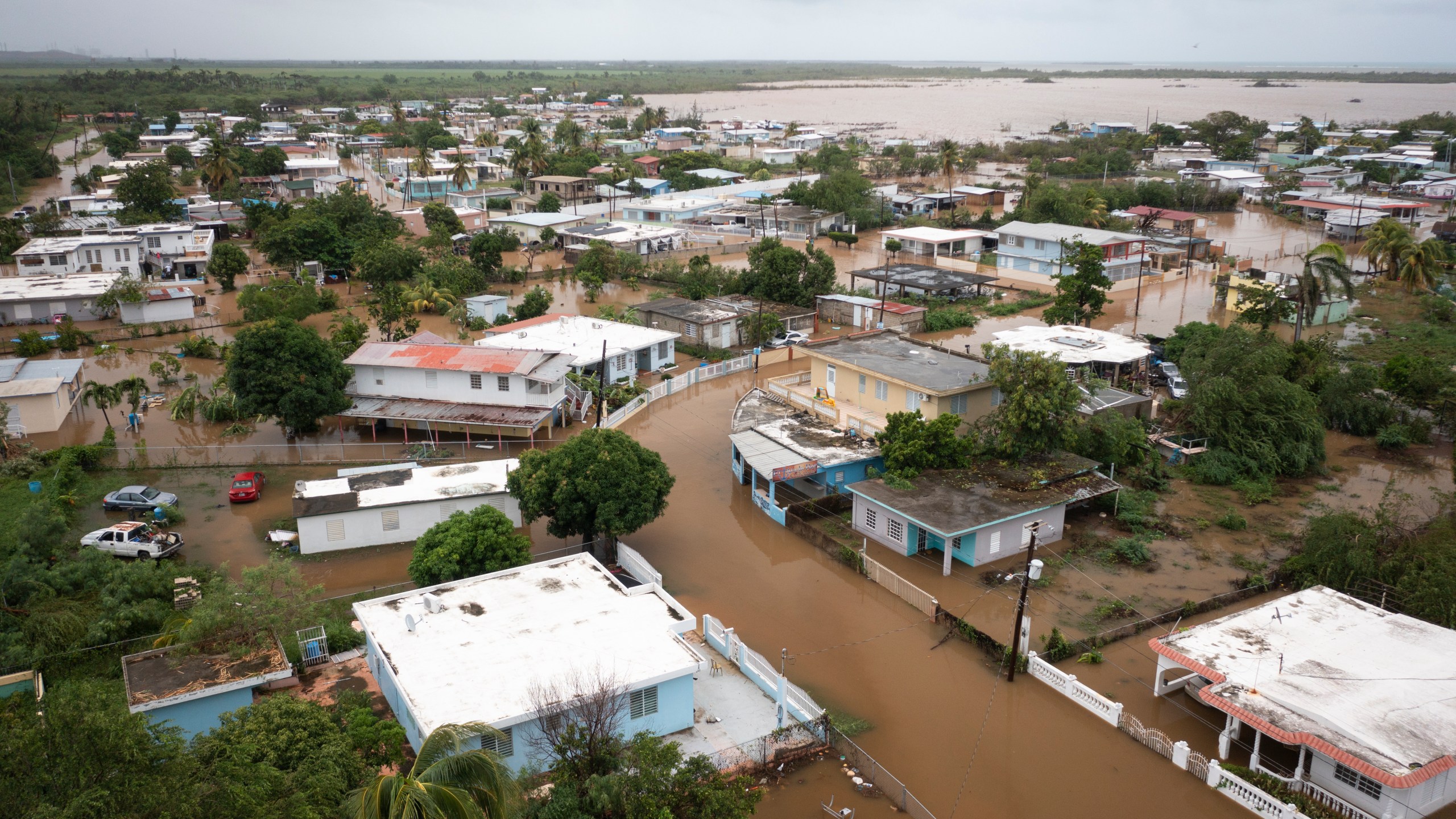 Playa Salinas is flooded after the passing of Hurricane Fiona in Salinas, Puerto Rico on Sept. 19, 2022. (Alejandro Granadillo/Associated Press)