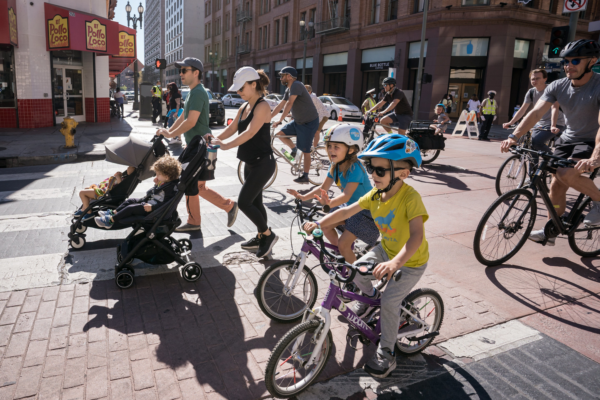 Bikers in Downtown L.A. participating in CicLAvia.