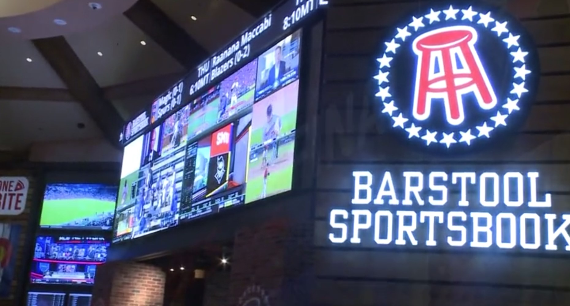 Colorado allows sports betting in person, like at the Barstool Sportsbook shown in this undated photo, and using online apps. (KTLA)