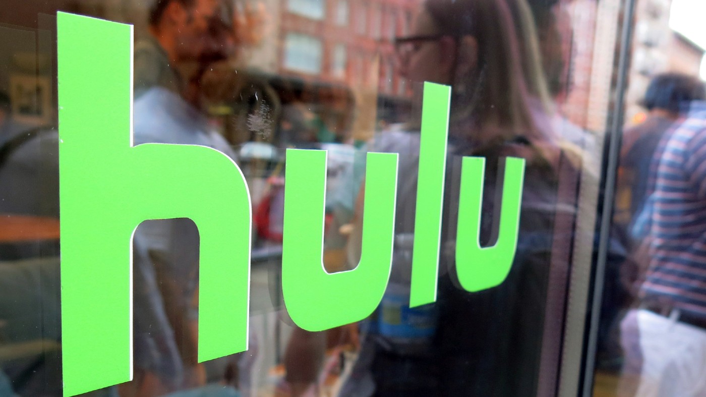 This June 27, 2015, file photo, shows the Hulu logo on a window at the Milk Studios space in New York. (AP Photo/Dan Goodman, File)