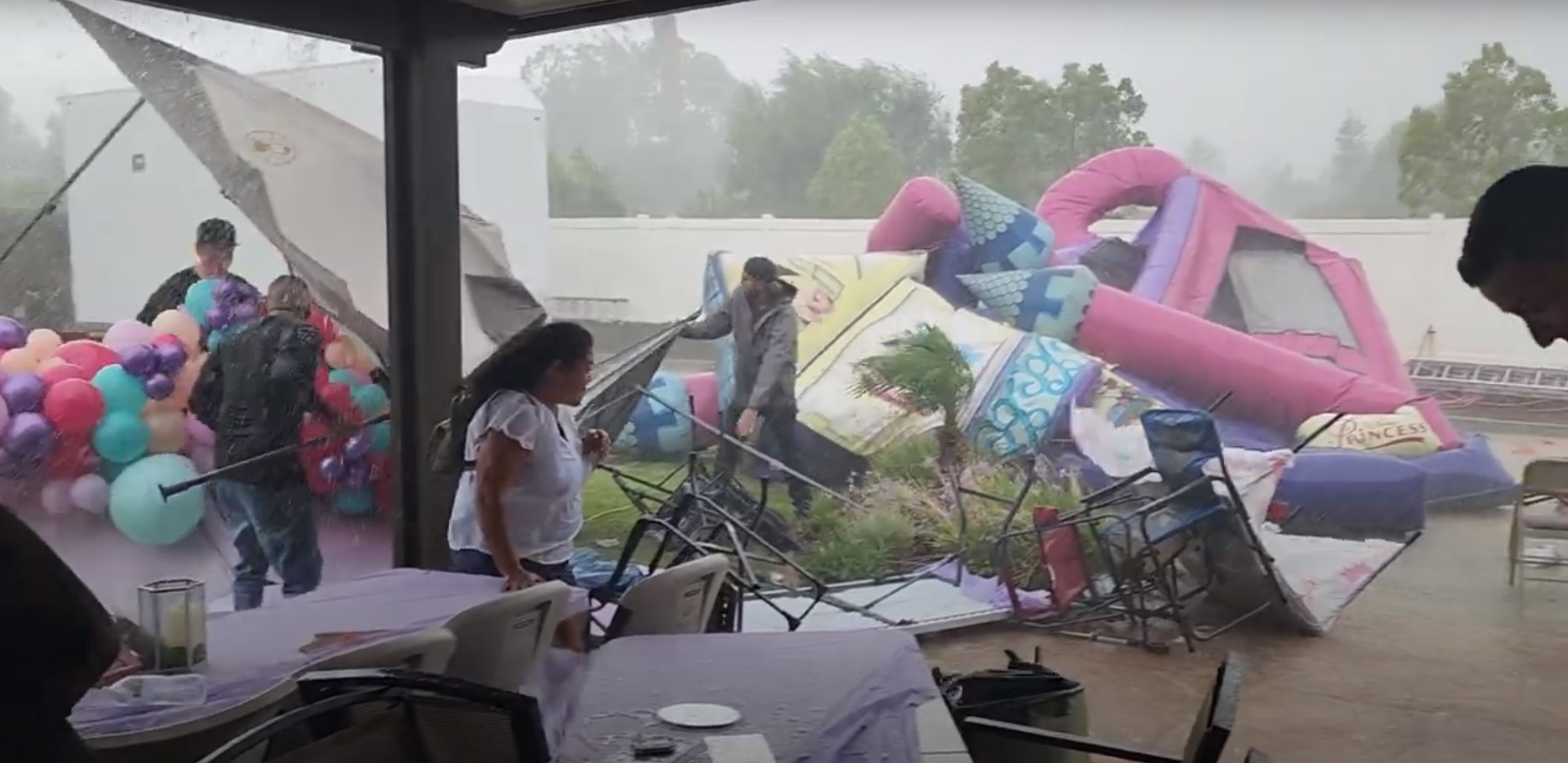 Heavy rain and winds doused a birthday party in Menifee on Oct. 8, 2022. (Eddie Cordero)