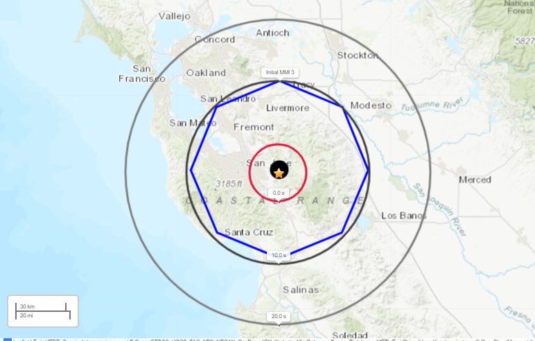 An earthquake with a preliminary magnitude of 5.1 struck the Bay Area on Oct. 25, 2022. (USGS)