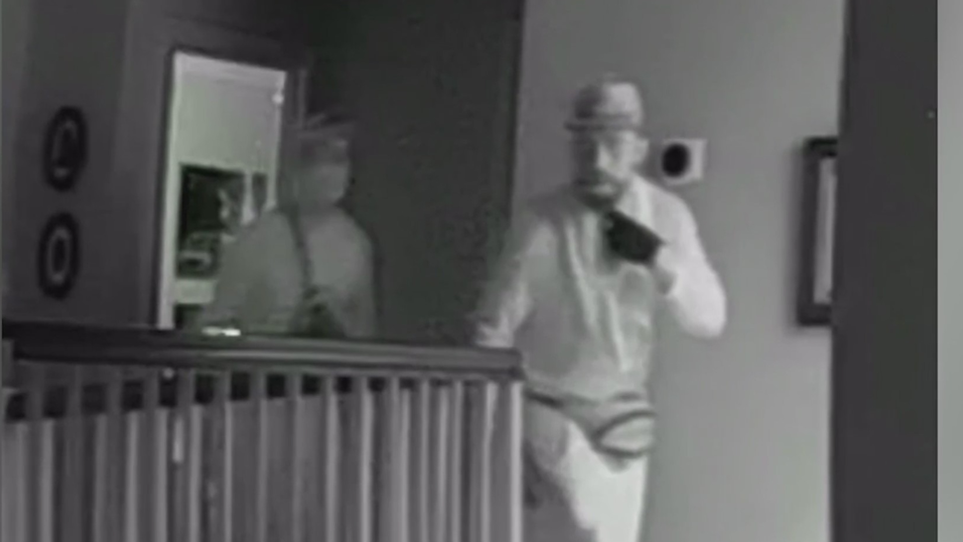 Surveillance video provided to KTLA by Tamara Schlachter shows two burglars in her Yorba Linda home on Oct. 13, 2022.