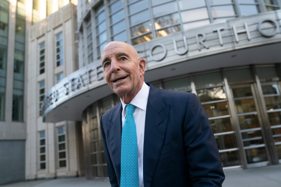 Tom Barrack leaves Brooklyn Federal Court on Nov. 2, 2022, in the Brooklyn borough of New York. (John Minchillo/Associated Press)