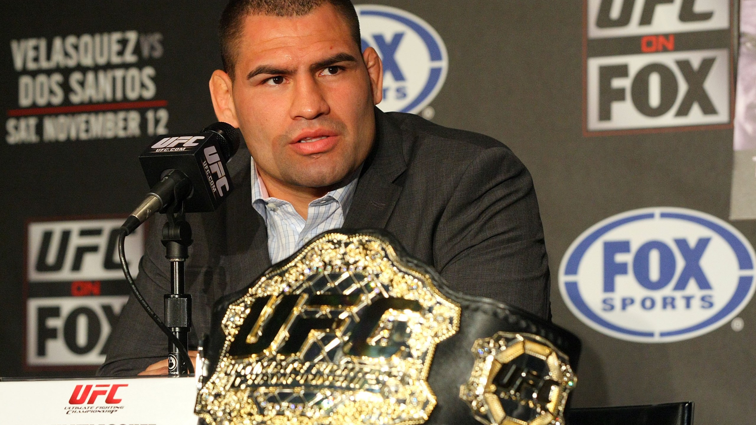 UFC fighter Cain Velasquez speaks a press conference at W Hollywood on Sept. 20, 2011, in Hollywood. (Victor Decolongon/Getty Images)