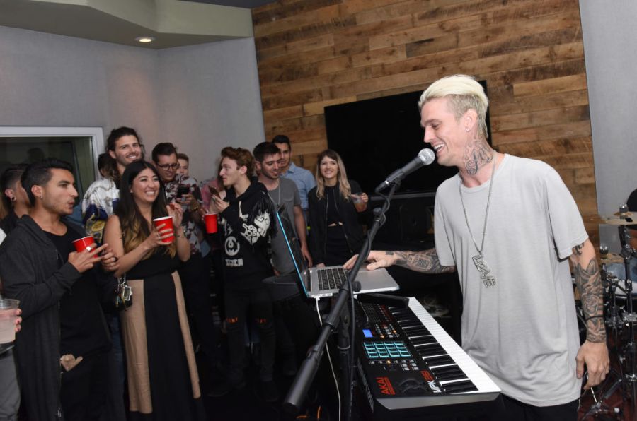 Aaron Carter performs at TuneIn and Heard Well Radio's Launch Party at TuneIn Studios on April 28, 2017 in Venice, California.