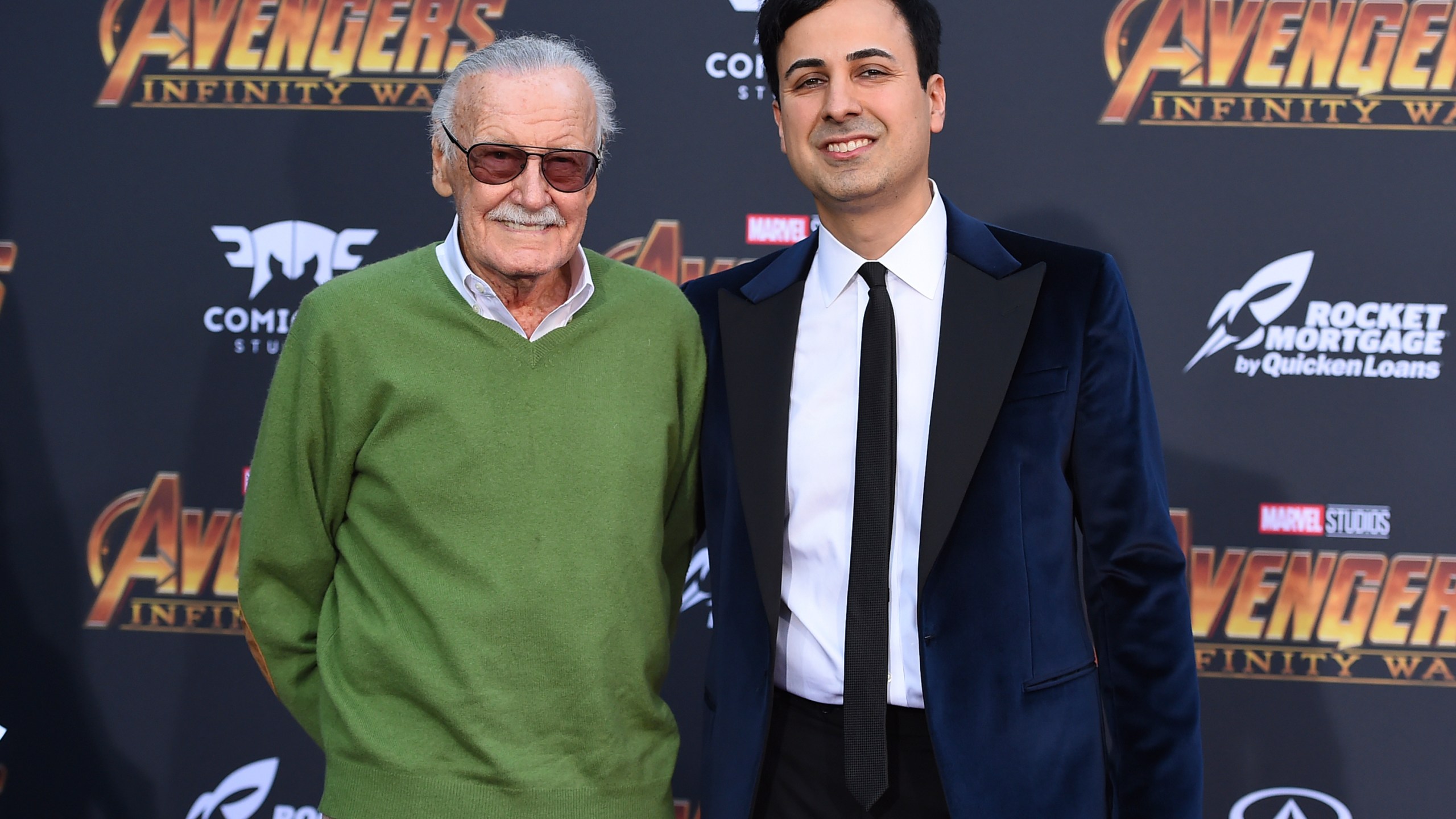 Stan Lee, left, and Keya Morgan arrive at the world premiere of "Avengers: Infinity War" on April 23, 2018, in Los Angeles. A Los Angeles judge declared a mistrial and dismissed grand theft charges Tuesday, Nov. 1, 2022, against Morgan, a former business manager of Marvel Comics mastermind Lee. Superior Court Judge George Lomeli dismissed the charges against Morgan, who was accused of stealing from Lee, when a jury was deadlocked 11-1 in favor of acquittal after two days of deliberations and a 2 1/2-week trial. (Jordan Strauss/Invision/AP, File)