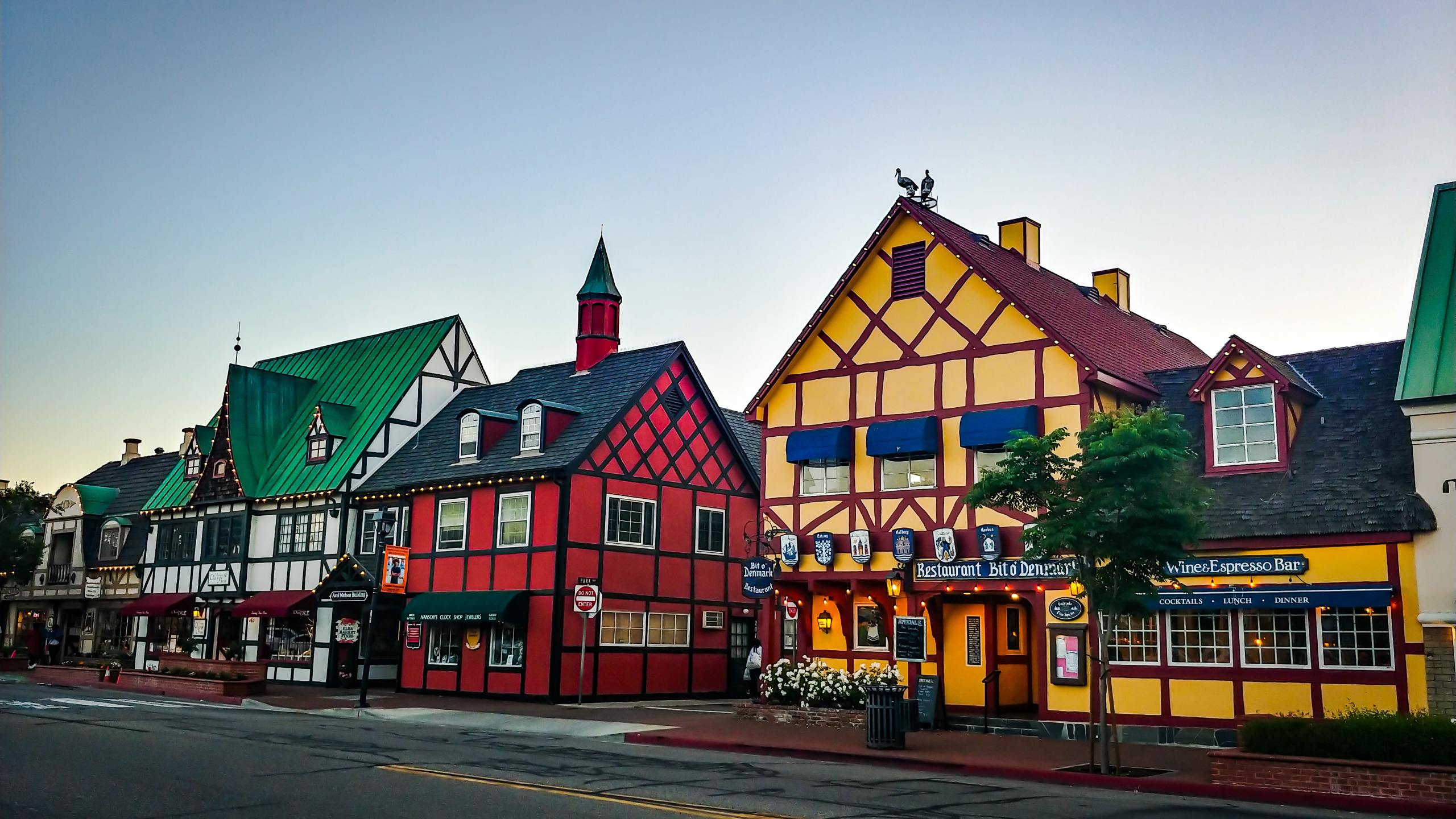 FILE - Three buildings line Alisal Road in Solvang, California in this undated photo (Soly Moses/Pexels.com)