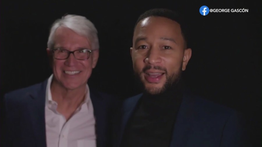 John Legend and George Gascon seen in this photo taken from Facebook.