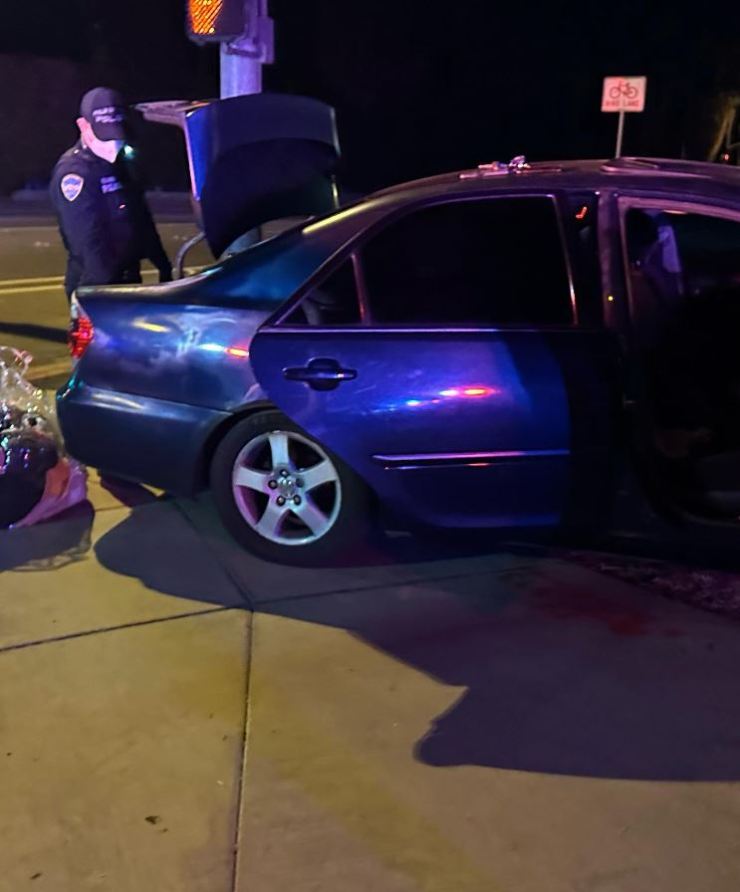 A suspect vehicle crashed into a wall after allegedly ramming two officers during a pursuit on Dec. 20, 2022. (Palm Springs Police)