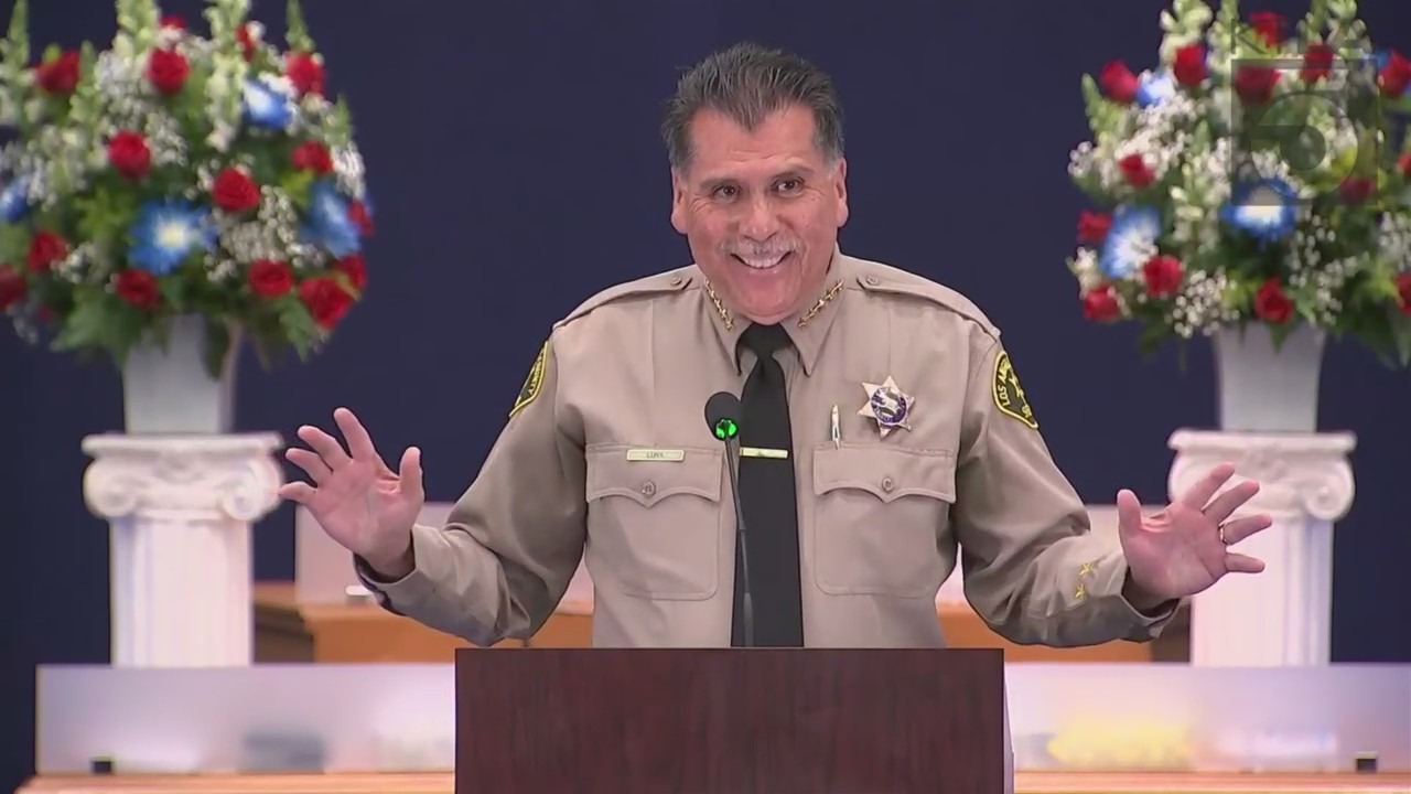 Los Angeles County Sheriff-elect Robert Luna is shown in his ceremonial swearing-in ceremony on Dec. 3, 2022. (KTLA)