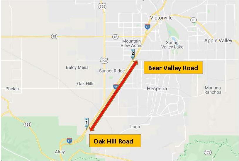 Caltrans released this map of expected 15 Freeway lane closures on Dec. 31, 2022, and Jan. 1, 2023.