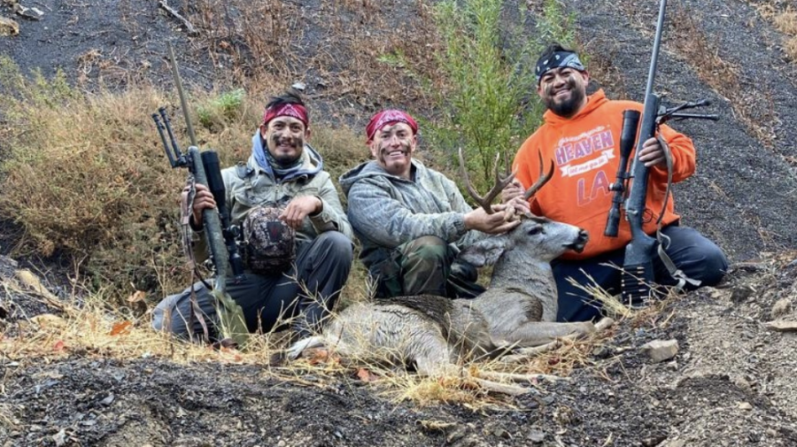 Gilberto Lopez Hernandez, Jaime Mendoza Avila, and Walfre Lopez posing with a deer taken on Nov. 7, 2020 (Ventura County District Attorney's Office/California Fish and Wildlife)