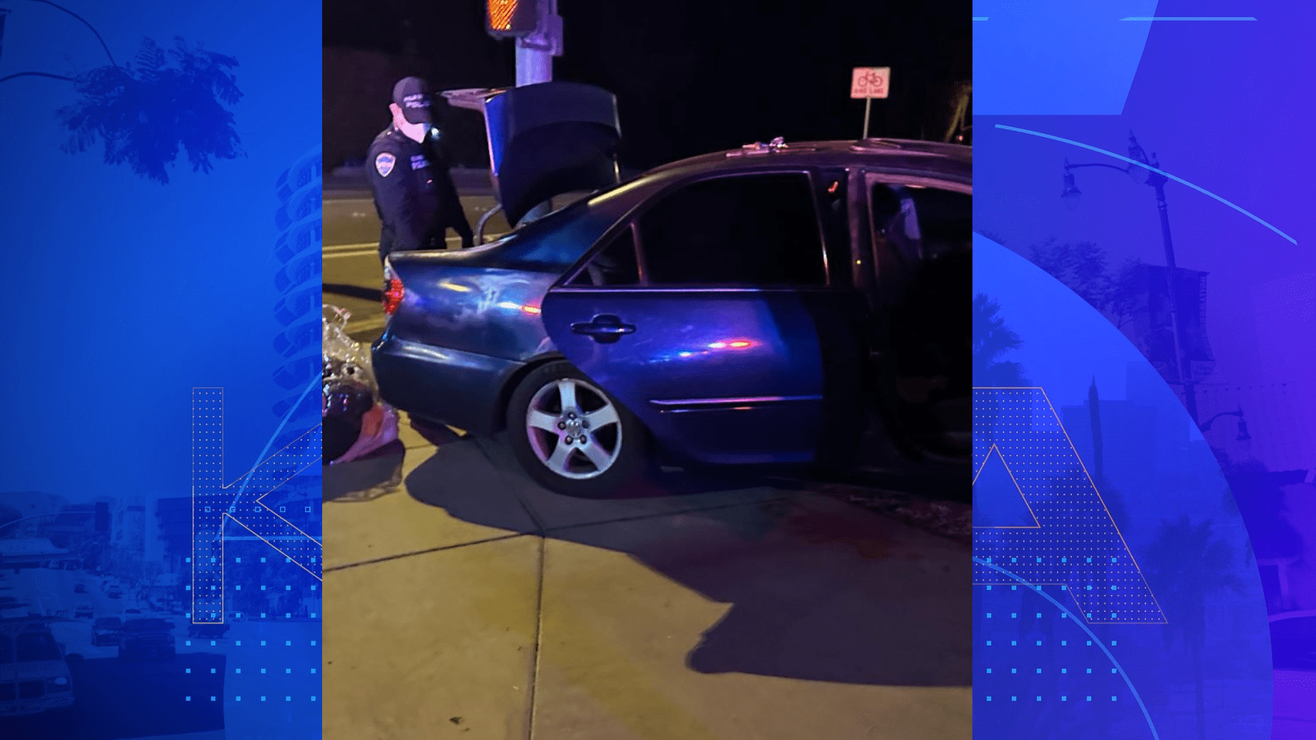 A suspect vehicle crashed into a wall after allegedly ramming two officers during a pursuit on Dec. 20, 2022. (Palm Springs Police)