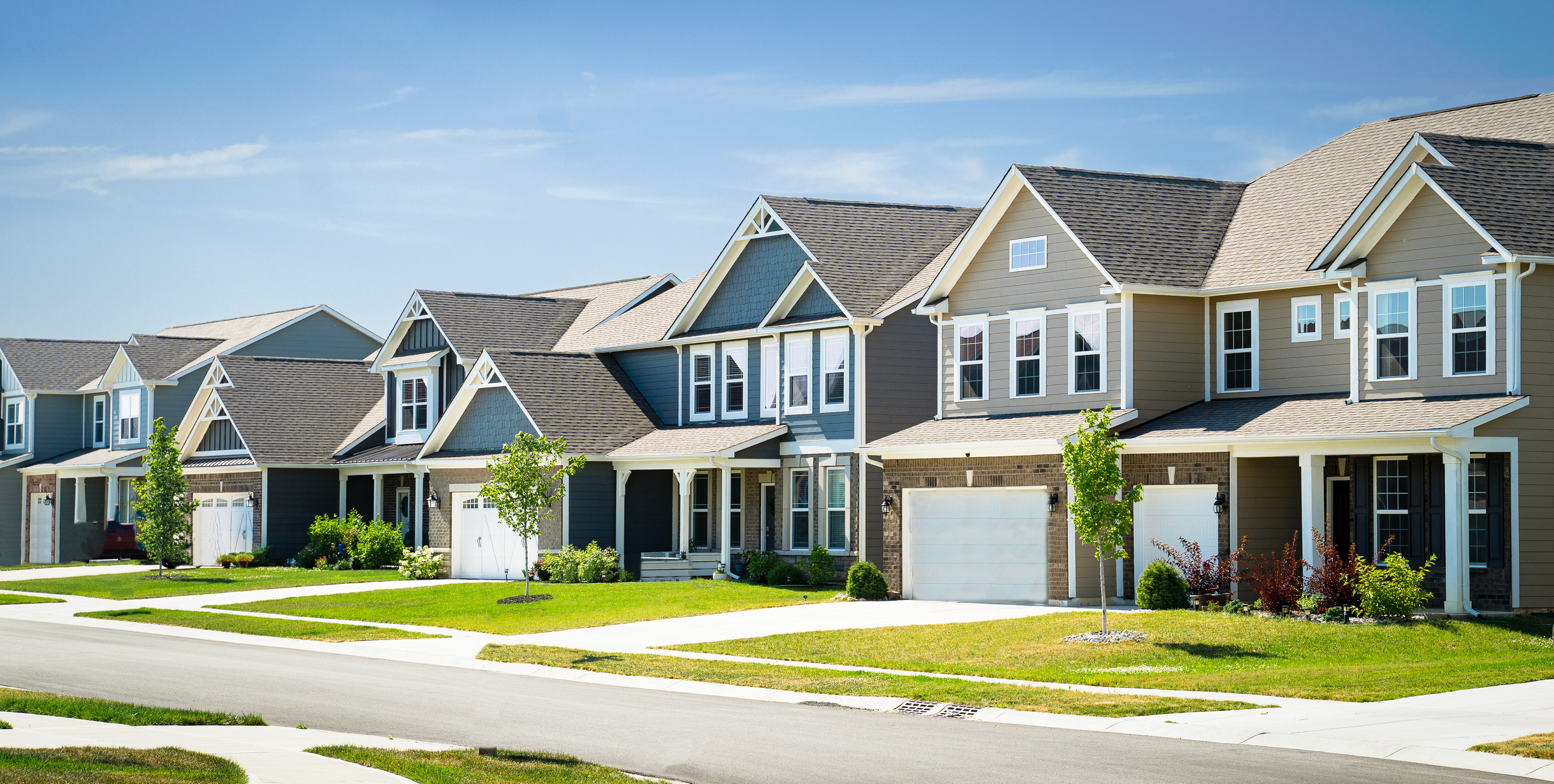 Row of homes in a suburban neighborhood