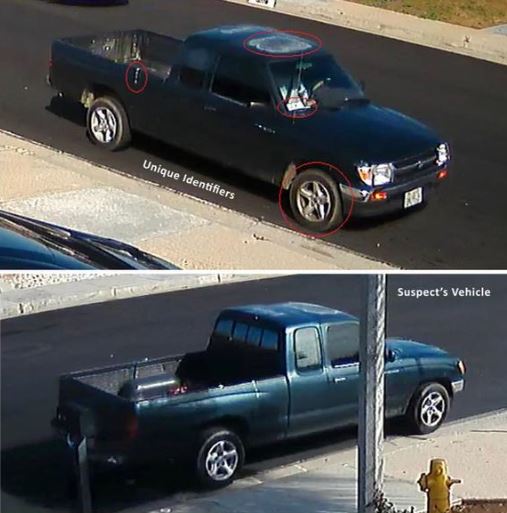 Kidnapping suspect's Toyota Tacoma truck (Riverside County Sheriff's Department)