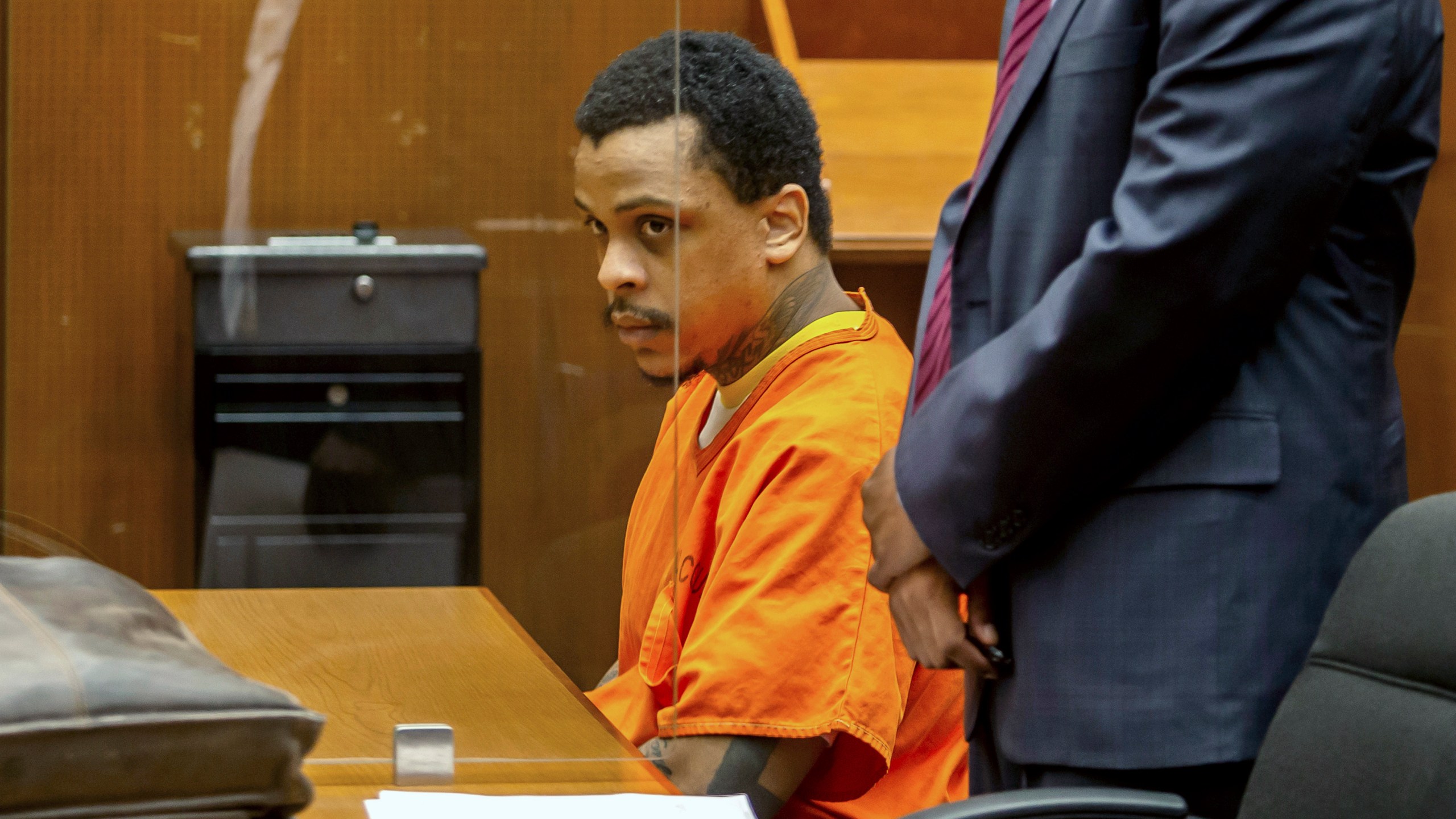 Eric Holder Jr. sits in the courtroom at Clara Shortridge Foltz Criminal Justice Center on Sept. 15, 2022, in Los Angeles.(Apu Gomes/Pool Photo via AP)