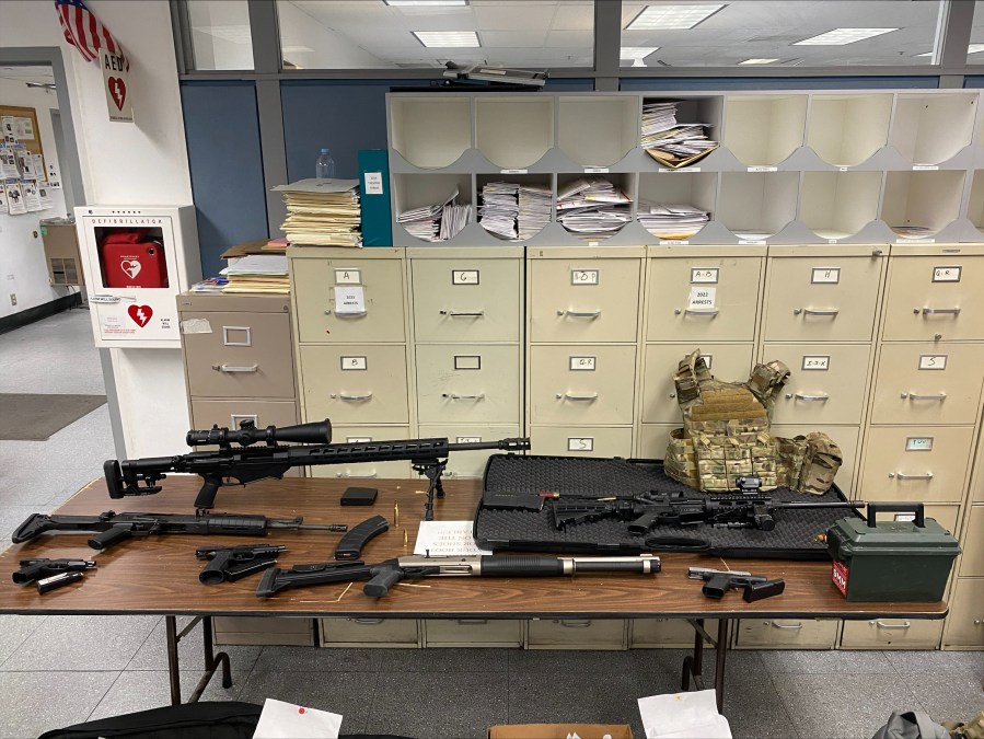 A man was arrested and a large cache of weapons were recovered in Hollywood on Jan. 31, 2023. (Los Angeles Police Department)