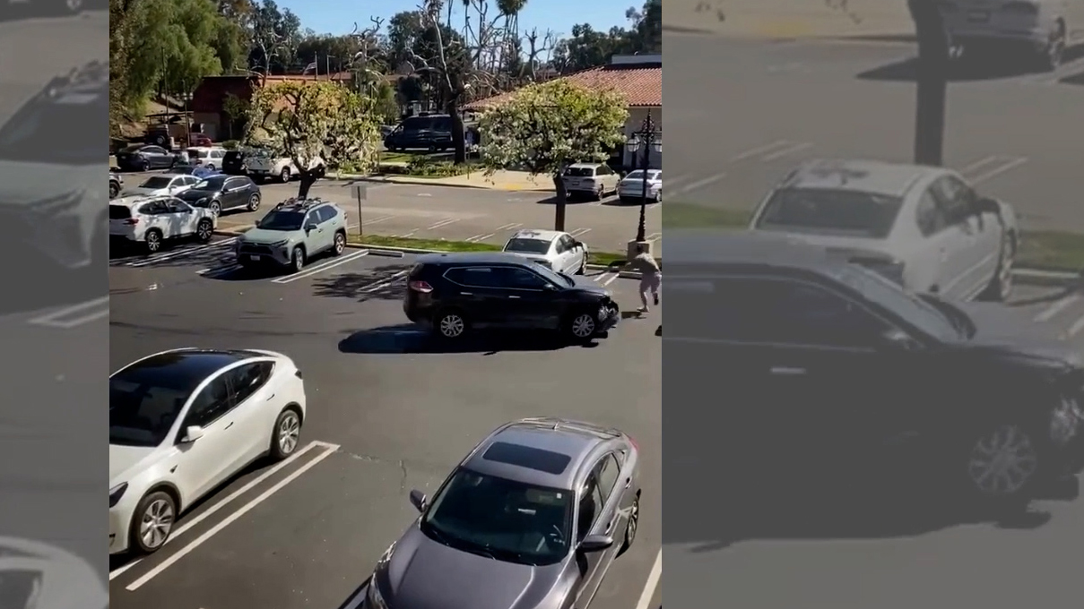 A woman allegedly struck several cars before driving off in Mission Viejo on Feb. 10, 2023. (@delkansiime)