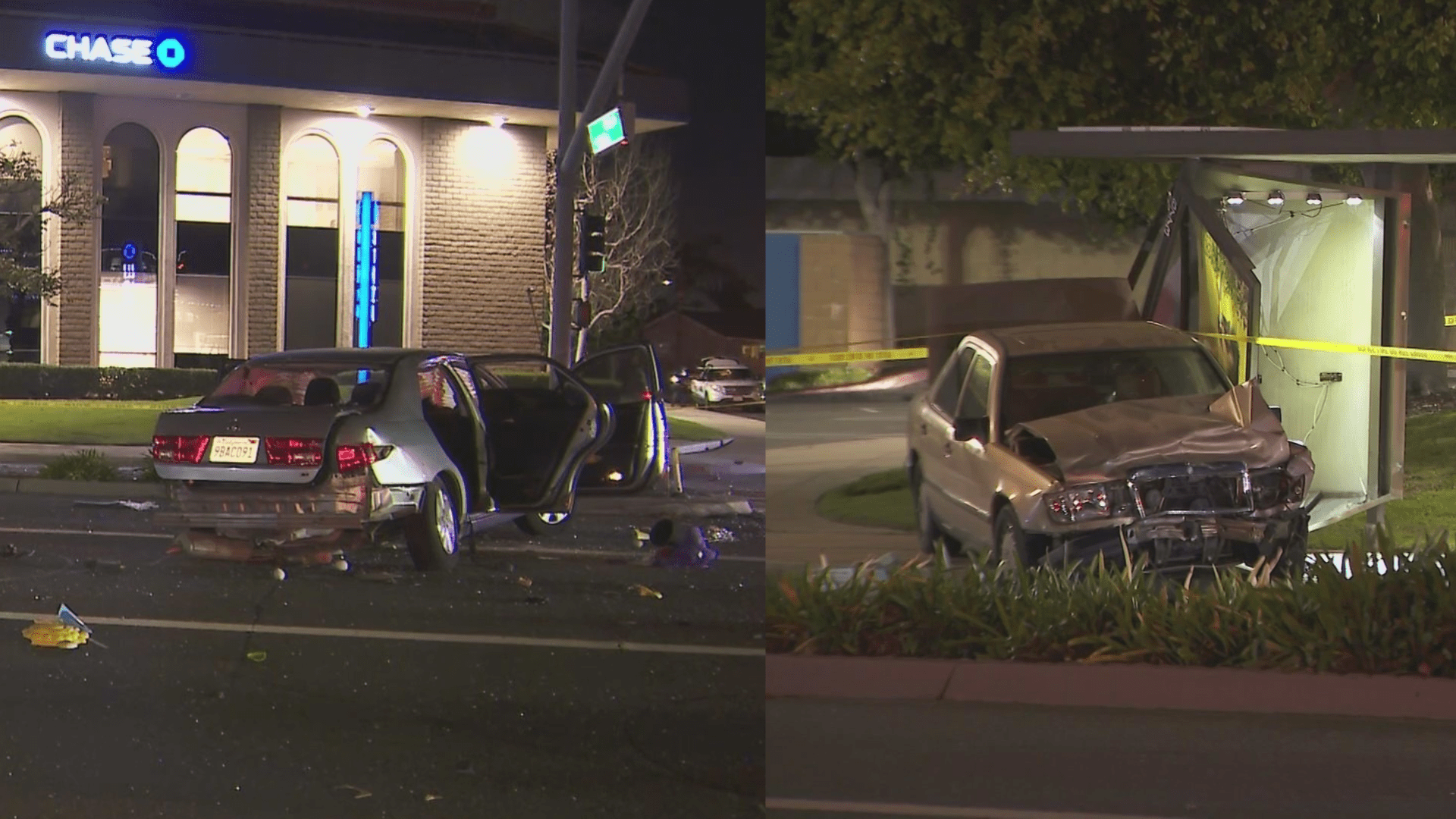 Five people were hospitalized after a hit-and-run crash in Seal Beach on Feb. 11, 2023. (KTLA)