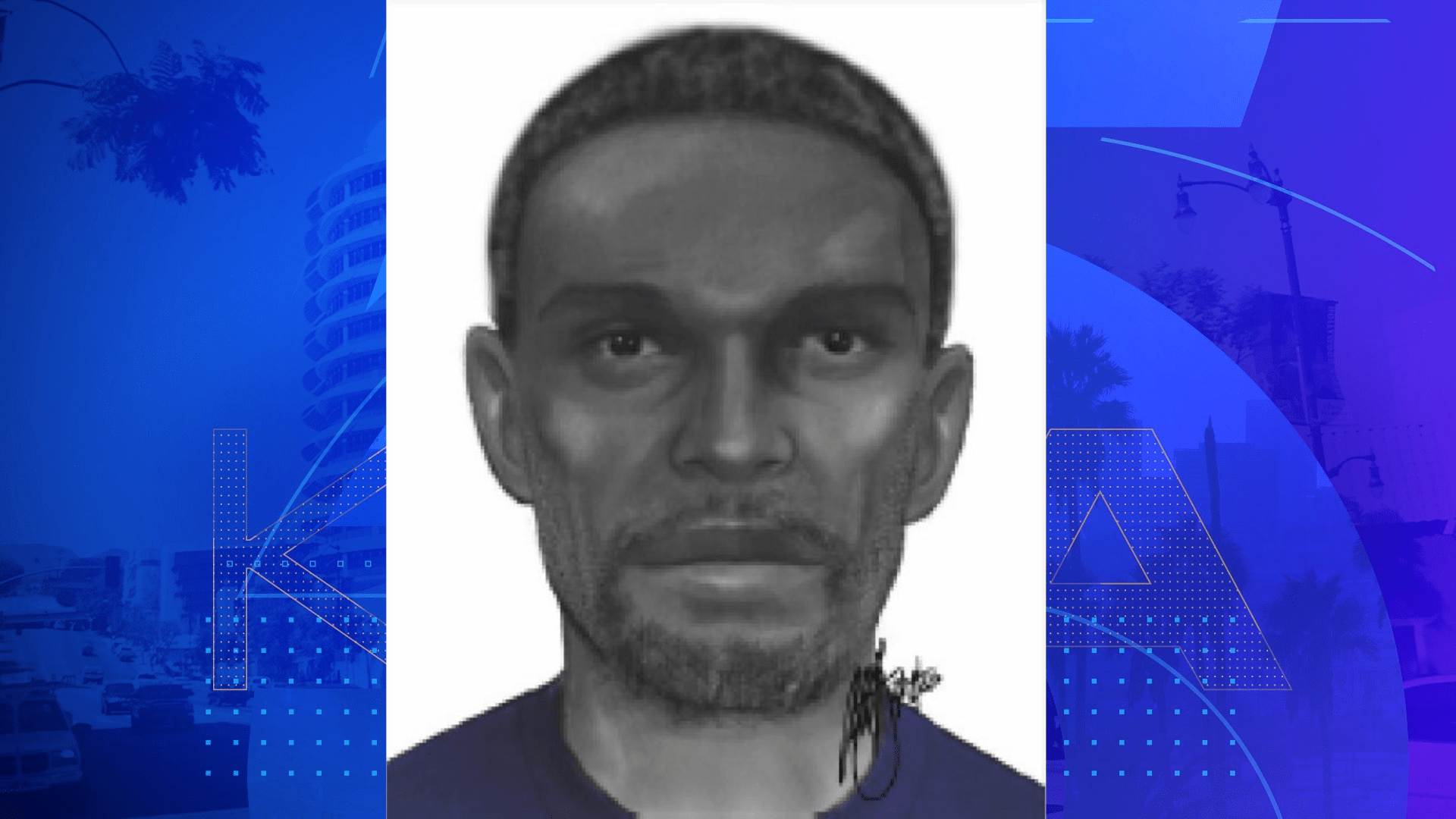 Sketch of a robbery suspect wanted for alleged kidnapping on the UCLA campus. (UCLA Police