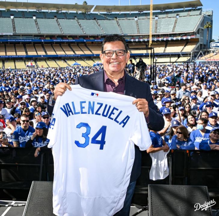 The Los Angeles Dodgers will retire the No. 34 jersey of pitcher Fernando Valenzuela. (Los Angeles Dodgers)