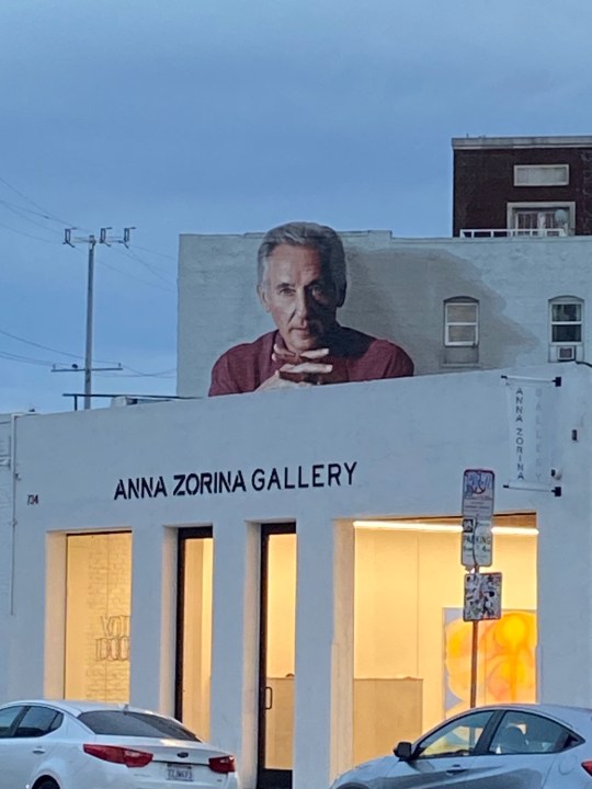 A mural dedicated to pop artist Ed Ruscha overlooks the L.A. Arts District in this undated photo. (Travis Schlepp)