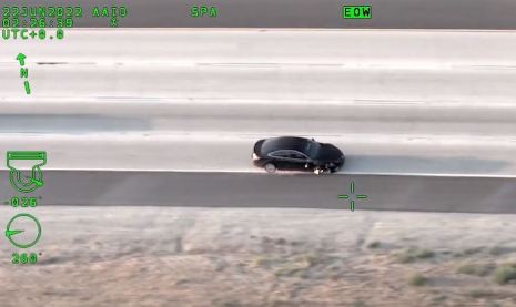 Aerial footage from Fontana Police show the pursuit of a suspect on June 21, 2022.