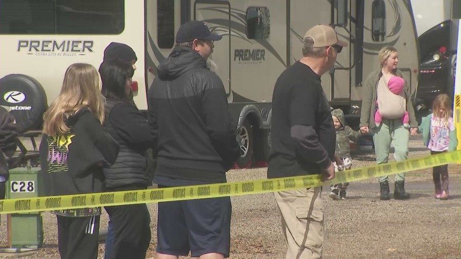 Residents concerned as a winter storm destroys the land at a Castaic RV park on Feb. 25, 2023. (KTLA)