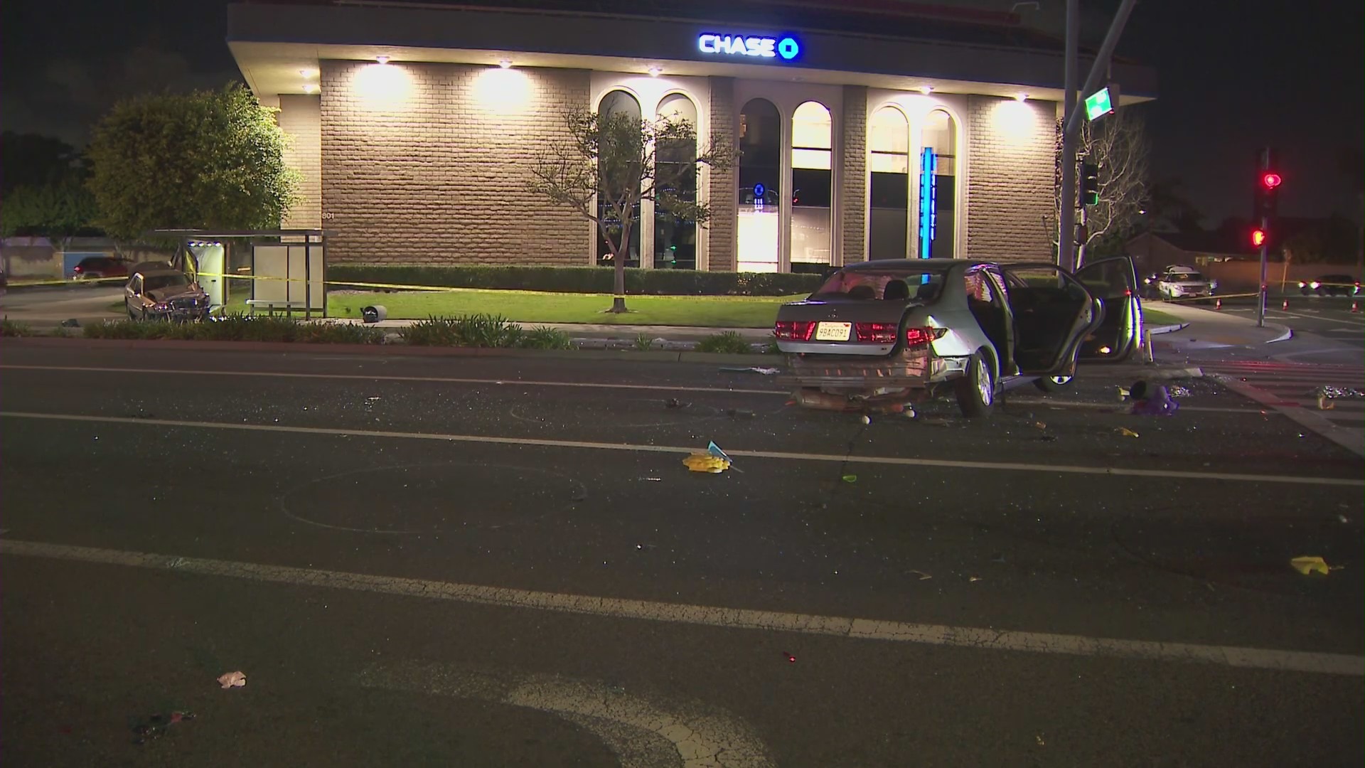 Five people were hospitalized after a hit-and-run crash in Seal Beach on Feb. 11, 2023. (KTLA)