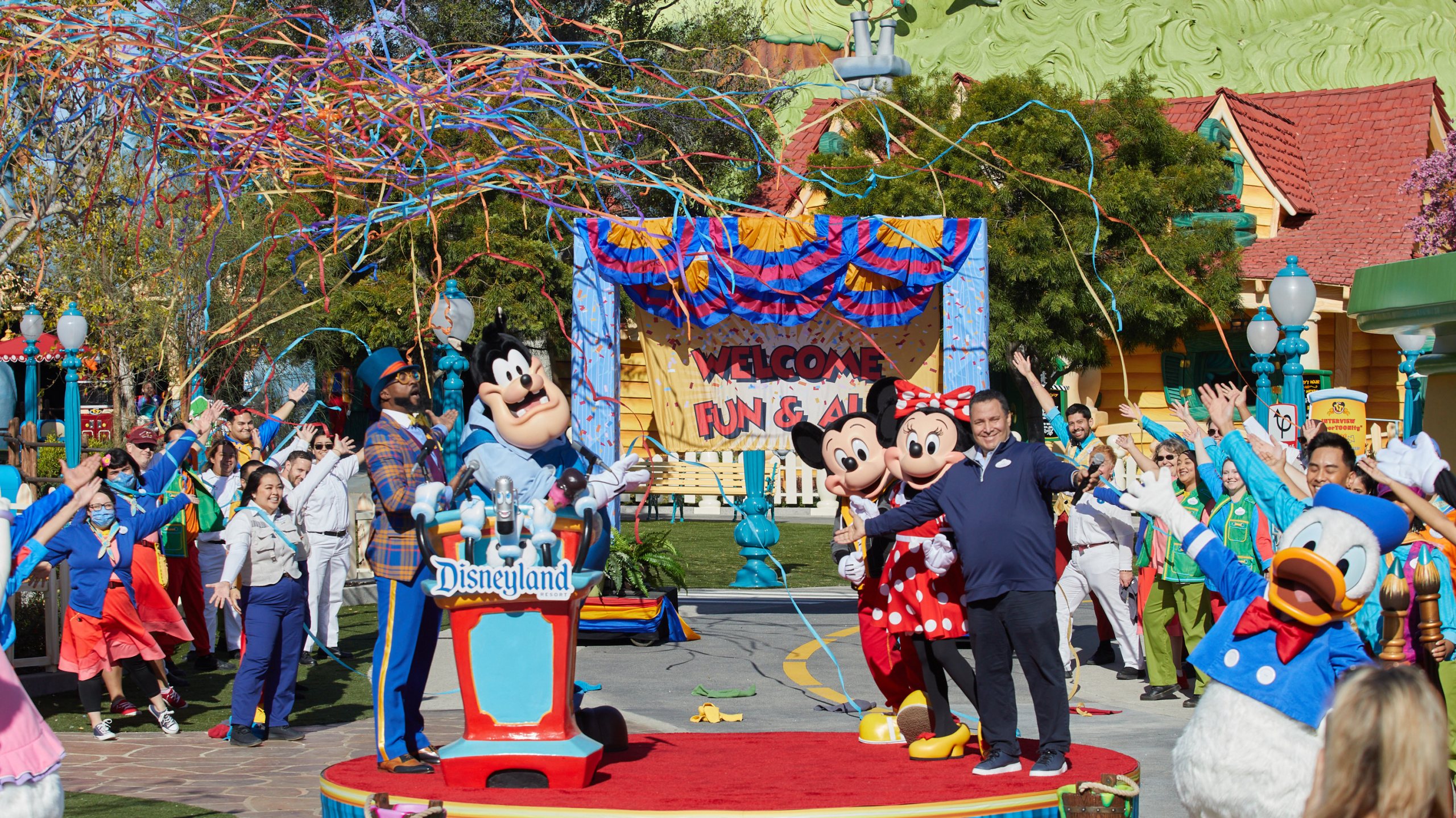 Disneyland President Ken Potrock speaks ahead of the reopening of Mickey's Toontown on March 18, 2023. (Disneyland)