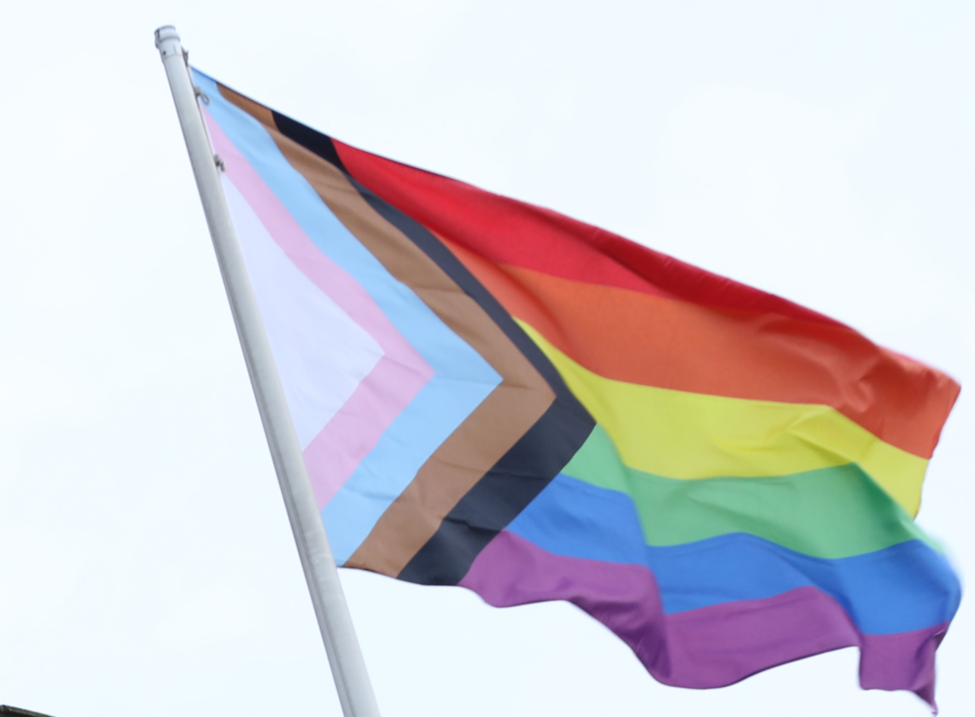 A Progress Pride flag flies on a flagpole on June 04, 2022 in London, England. (Tristan Fewings/Getty Images)