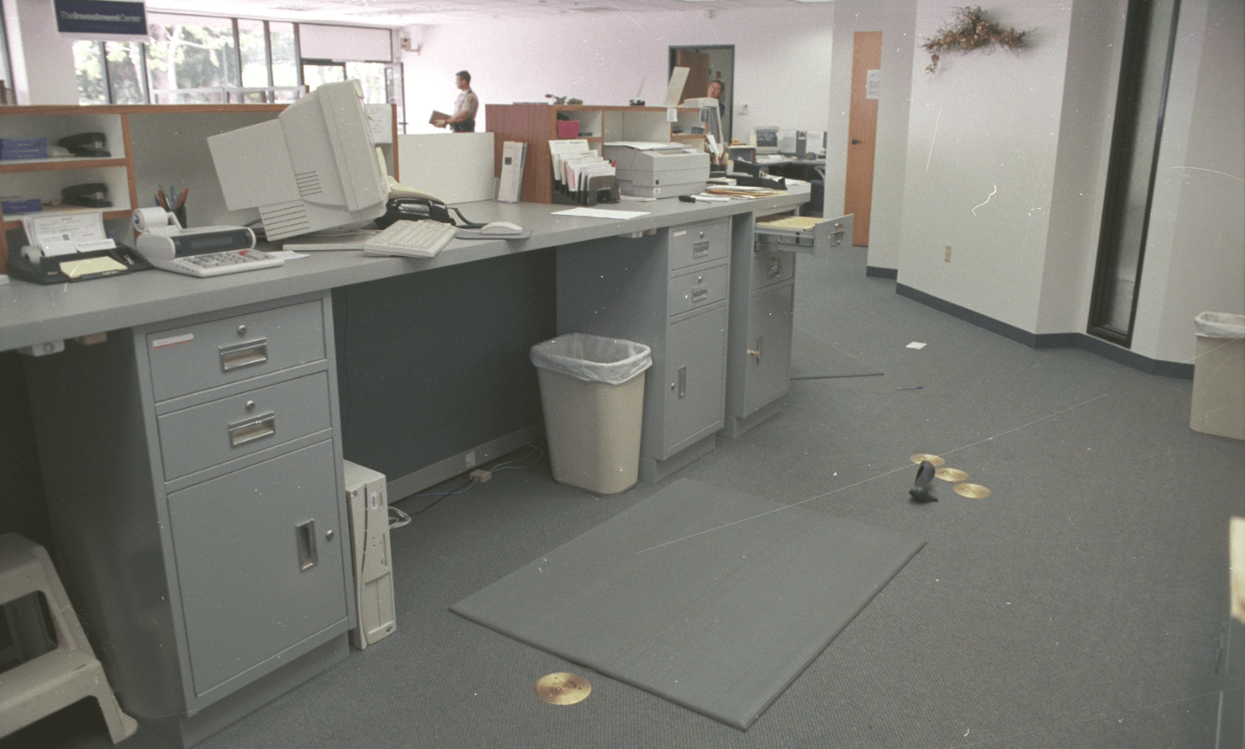 A crime scene photo shows the aftermath of a robbery at a Thousand Oaks in 1997 where Monica Leech was killed. (Ventura County Sheriff's Office)