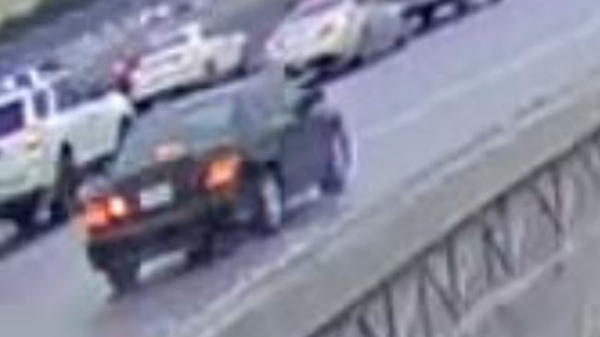 The road rage shooting suspects’ vehicle in a photo from the California Highway Patrol.