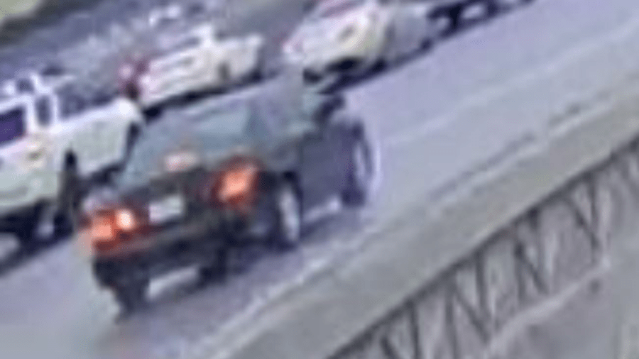 The road rage shooting suspects’ vehicle in a photo from the California Highway Patrol. 