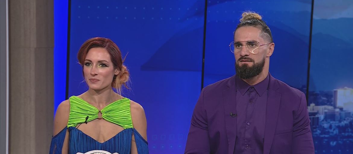 Becky Lynch and Seth Rollins