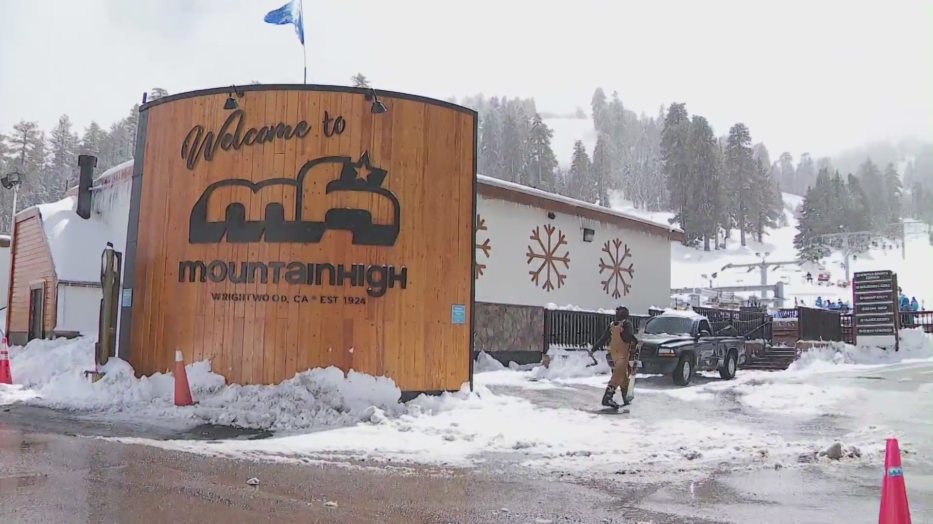 Mountain High Resort welcoming visitors to the slopes following a series of historic winter storms. (KTLA)