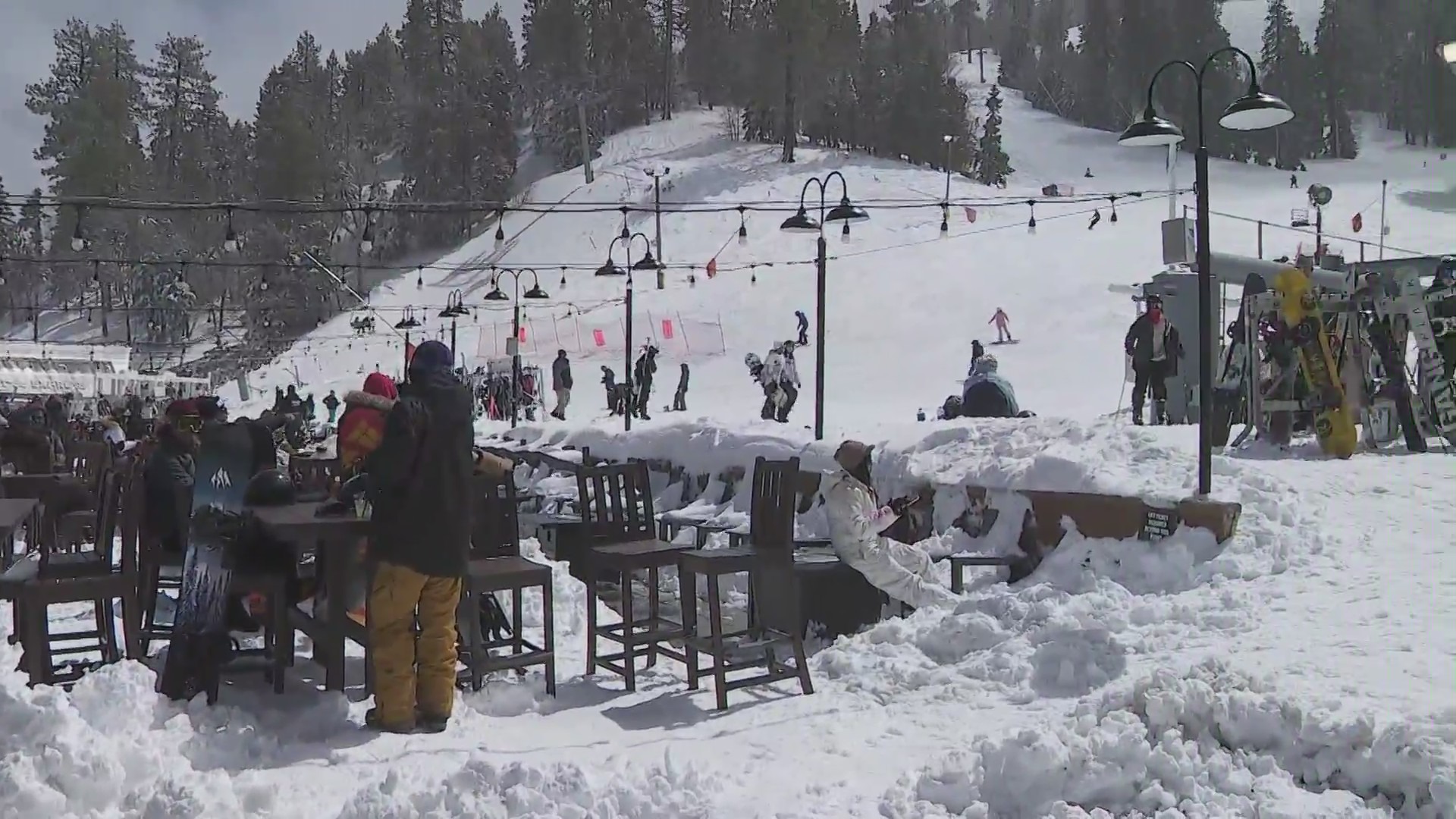 Mountain High Resort welcoming visitors to the slopes following a series of historic winter storms. (KTLA)