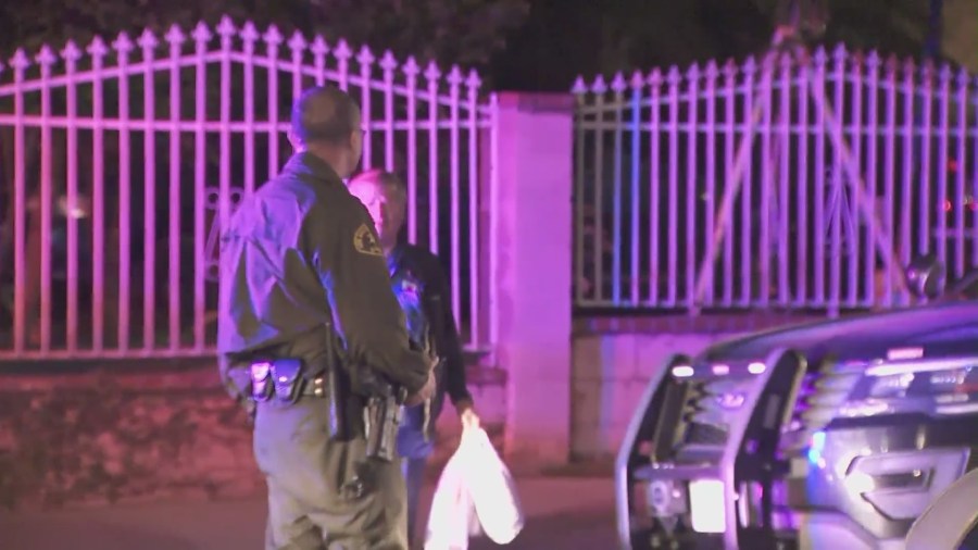 A standoff involving a man who allegedly fired shots at Los Angeles County sheriff’s deputies continues over 24 hours in Valinda on March 11, 2023. (KTLA)