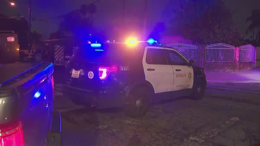 A standoff involving a man who allegedly fired shots at Los Angeles County sheriff’s deputies continues over 24 hours in Valinda on March 11, 2023. (KTLA)