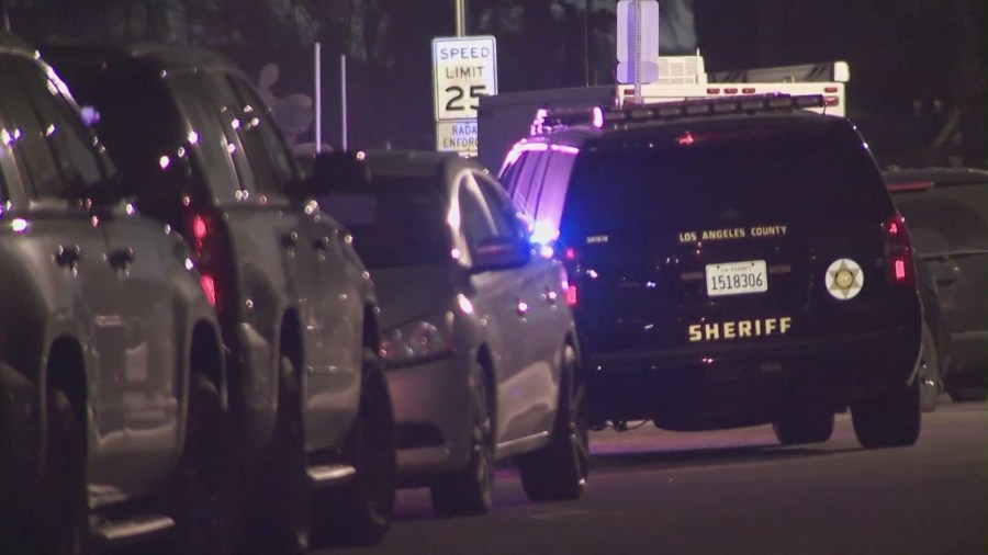 A standoff involving a man who allegedly fired shots at Los Angeles County sheriff’s deputies continues over 24 hours in Valinda on March 11, 2023. (KTLA)