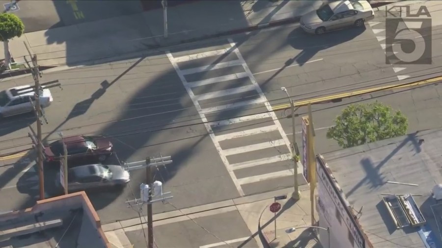 A 13-year-old boy was left severely injured after a hit-and-run crash in Boyle Heights on March 30, 2023. (KTLA)