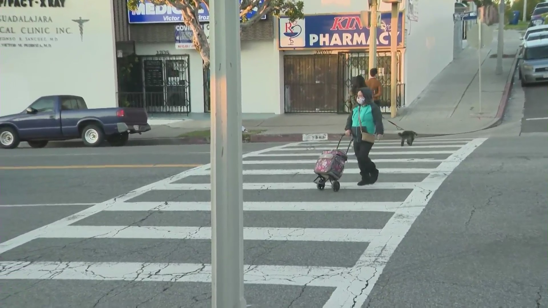 The intersection where a 13-year-old boy lost his leg after a hit-and-run crash on March 30, 2023. (KTLA)