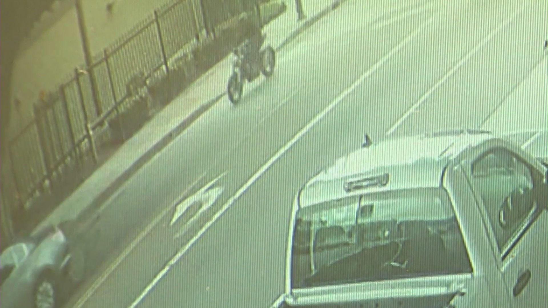 Motorcycle suspect seen in a surveillance video moments before a hit-and-run crash in Boyle Heights on March 30, 2023.