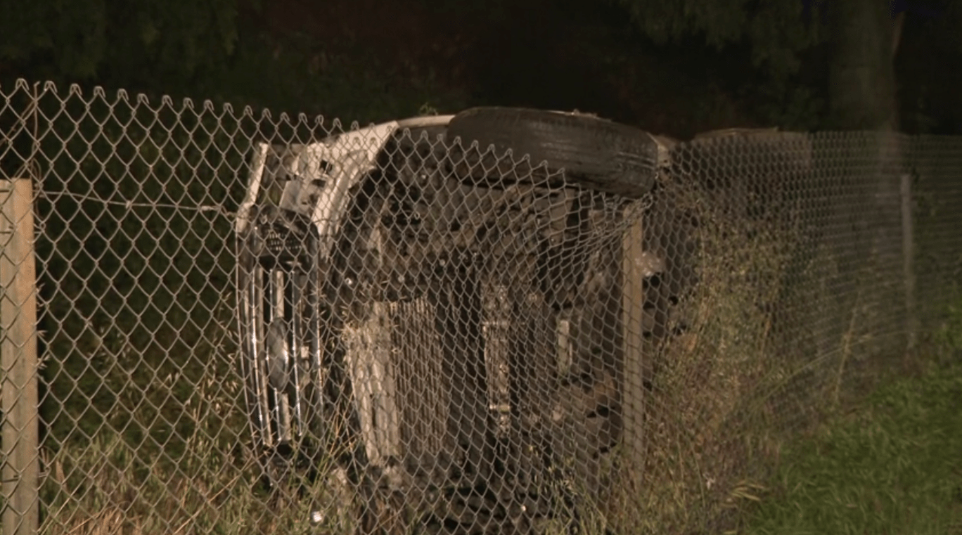 A man was killed after he was ejected from his pickup in a rollover crash on April 25, 2023. (KTLA)