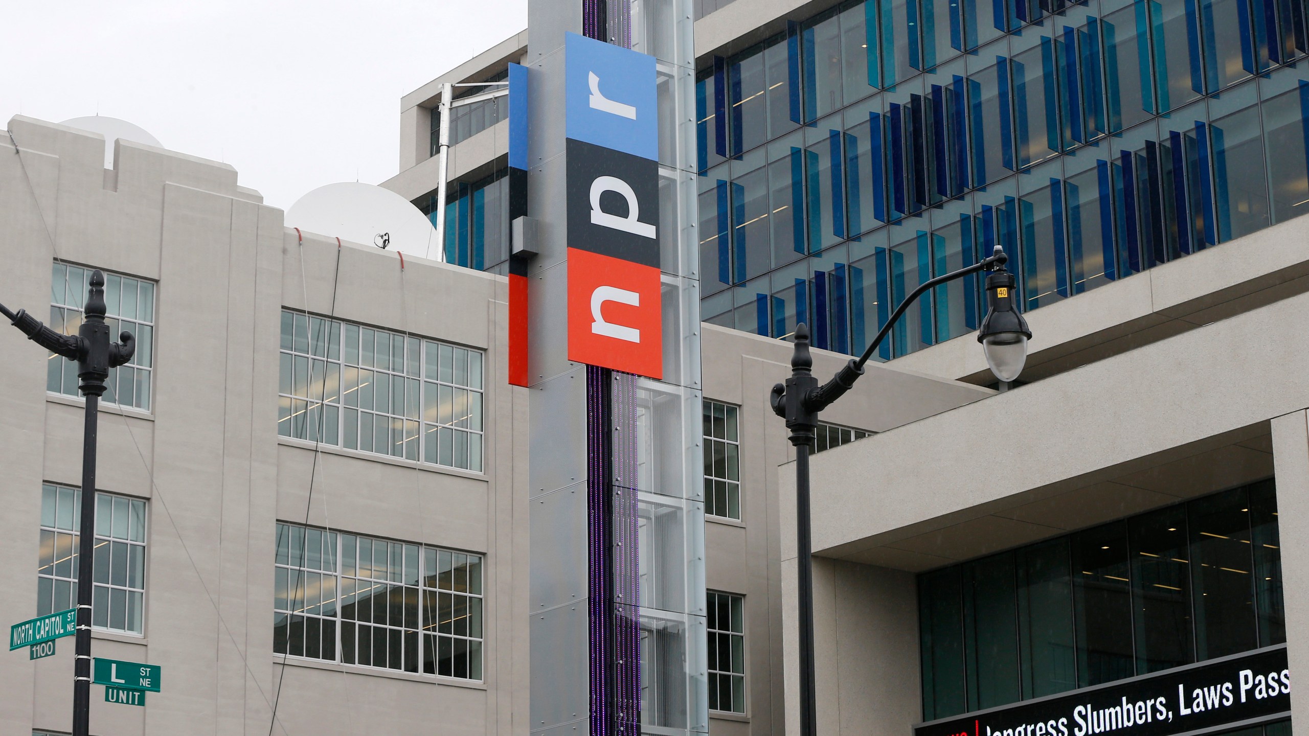 FILE - The headquarters for National Public Radio (NPR) stands on North Capitol Street on April 15, 2013, in Washington. NPR is quitting Twitter, according to a statement Wednesday, April 12, 2023, after the social media platform owned by Elon Musk stamped NPR's account with labels the news organization says undermine its credibility. (AP Photo/Charles Dharapak, File)