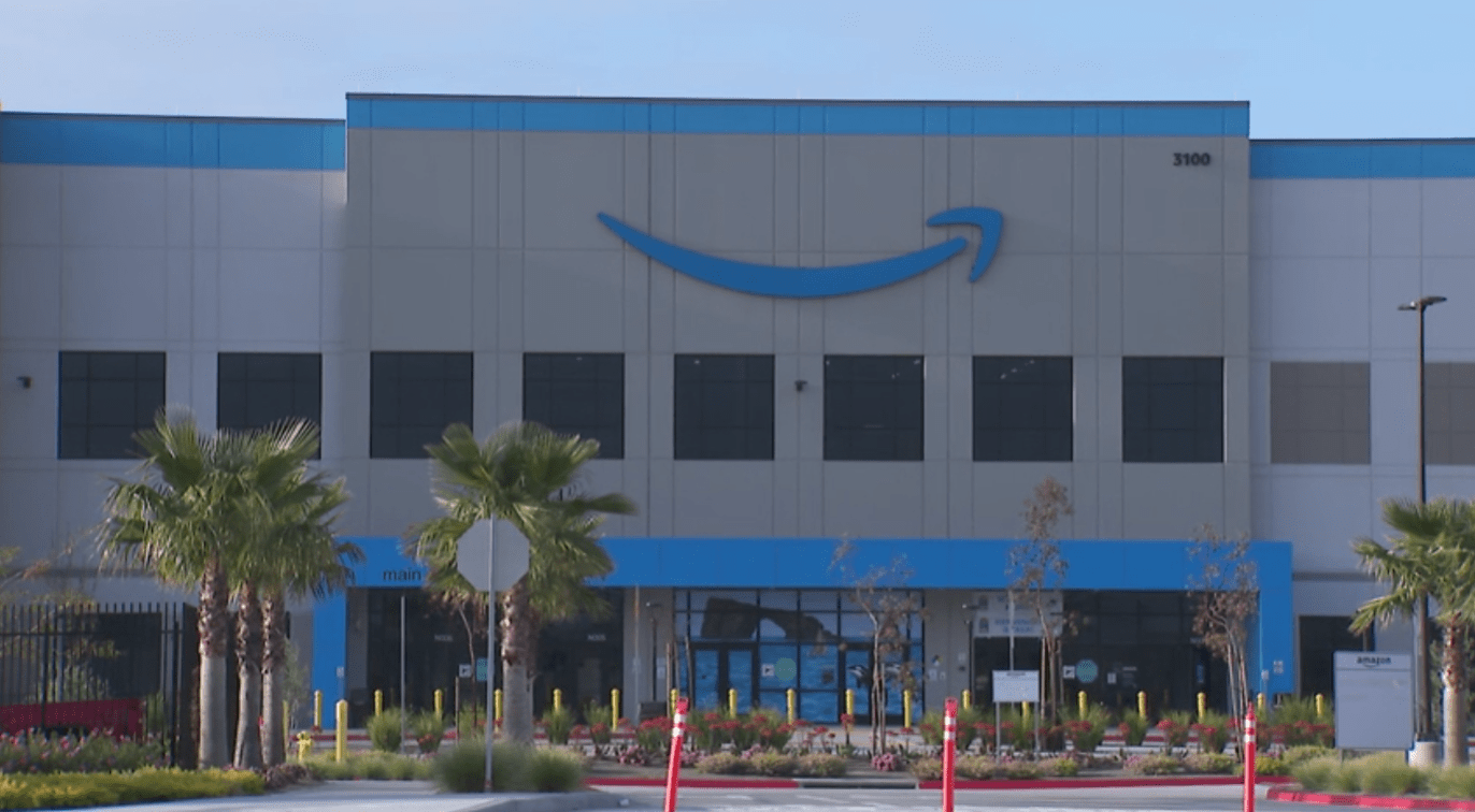 The Amazon Fulfillment Center in Oxnard is shown on April 14, 2023. (KTLA)