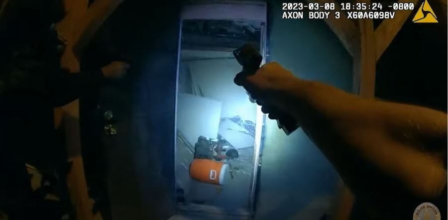 Body cam footage from a deadly standoff involving a man who shot three police officers in Boyle Heights in March was released on April 7, 2023. (Los Angeles Police Department)