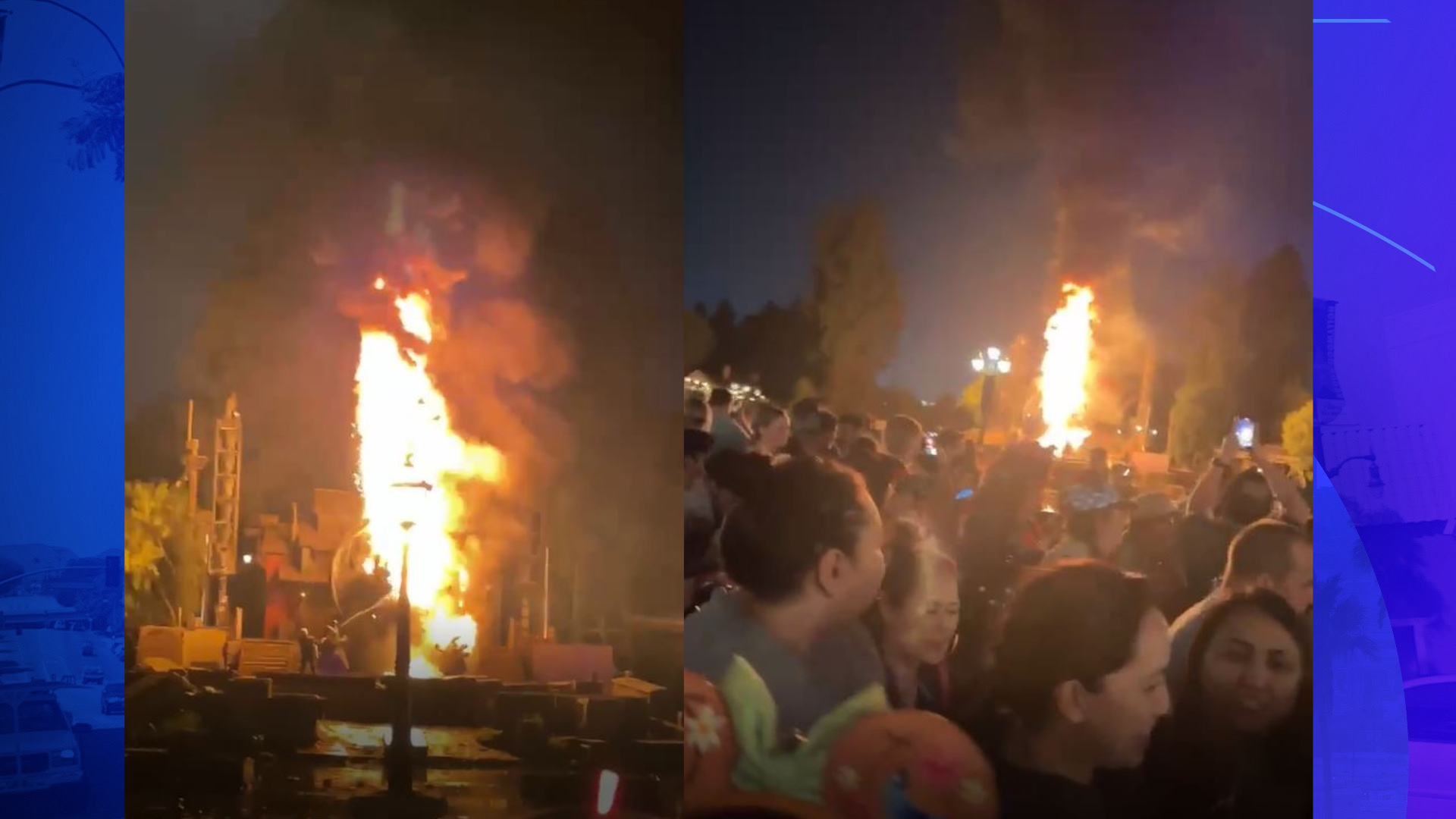 A massive fire broke out during a nighttime "Fantasmic!" show at Disneyland Park on April 22, 2023. (Citizen)