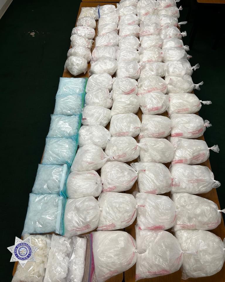 Police found $4 million worth of methamphetamine in a massive drug bust in San Bernardino. (San Bernardino Police Department.)